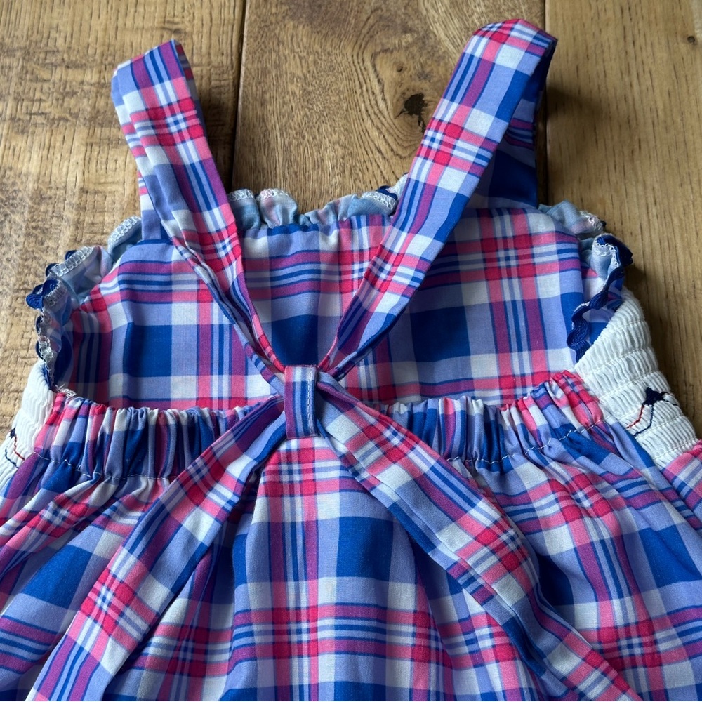Boutique Red White Blue Smocked American Flags Patriotic Dress size 5 - Picture 8 of 9